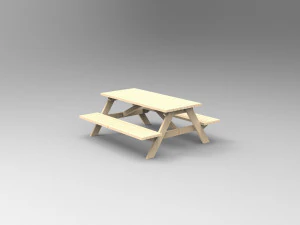 drewniany stół piknikowy Model 3D