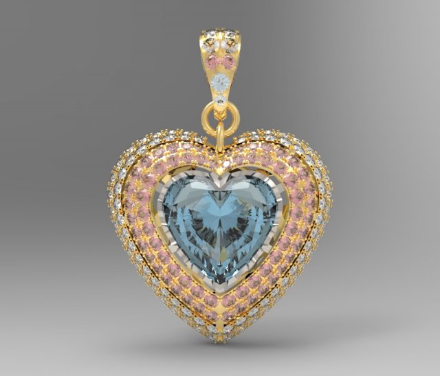 heart pendant with pave 3D प्रिंट मॉडल .c4d .max .obj .3ds .fbx .stl .blend 