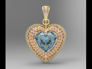 heart pendant with pave 3Dプリントモデル