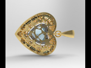 heart pendant with pave 3D प्रिंट मॉडल