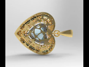 heart pendant with pave 3D Print Model