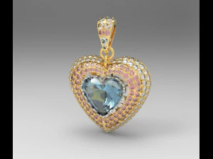 heart pendant with pave 3D Print Model