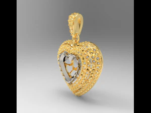 heart pendant with pave 3D Print Model