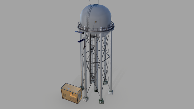 water tower low poly 3D Model .c4d .max .obj .3ds .fbx .stl .blend 