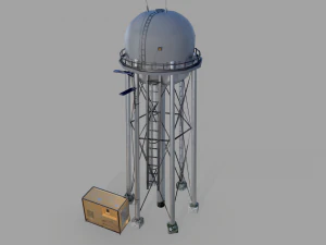 водонапорная башня низкополигональная 3D Модель