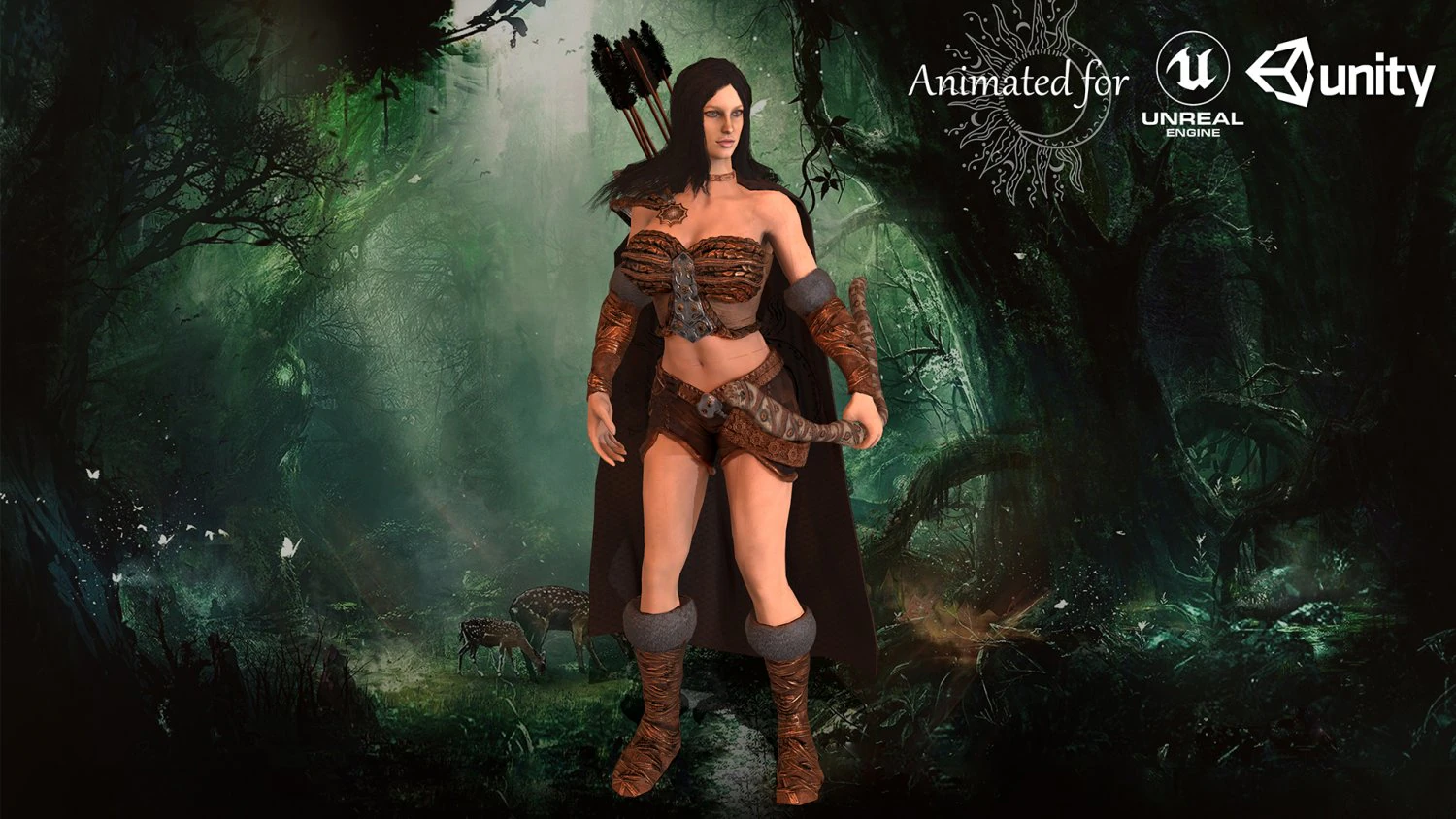 archer girl low-poly 3D Model .c4d .max .obj .3ds .fbx .stl .blend 