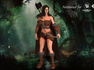 archer girl low-poly 3D 모델