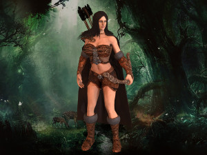 archer girl low-poly 3D Модель