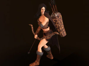 archer girl low-poly 3D Model