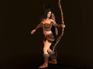 archer girl low-poly 3D Model