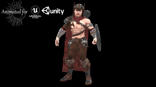 warrior men low-poly 3D 모델 .c4d .max .obj .3ds .fbx .stl .blend 