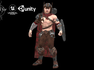 warrior men low-poly 3D 모델