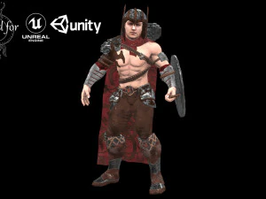 warrior men low-poly 3D Model