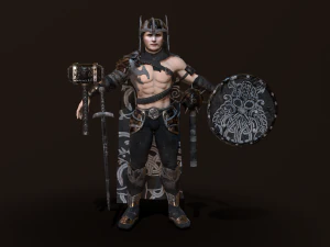 hombres guerreros de baja poli Modelo 3D