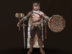 hombres guerreros de baja poli Modelo 3D