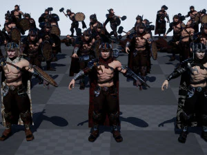 hombres guerreros de baja poli Modelo 3D