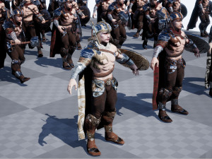 warrior men low-poly 3D 모델