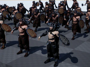 hombres guerreros de baja poli Modelo 3D