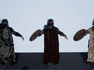 hombres guerreros de baja poli Modelo 3D