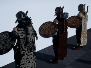 hombres guerreros de baja poli Modelo 3D