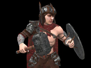 hombres guerreros de baja poli Modelo 3D