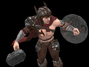 warrior men low-poly 3D 모델