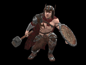 warrior men low-poly 3D 모델