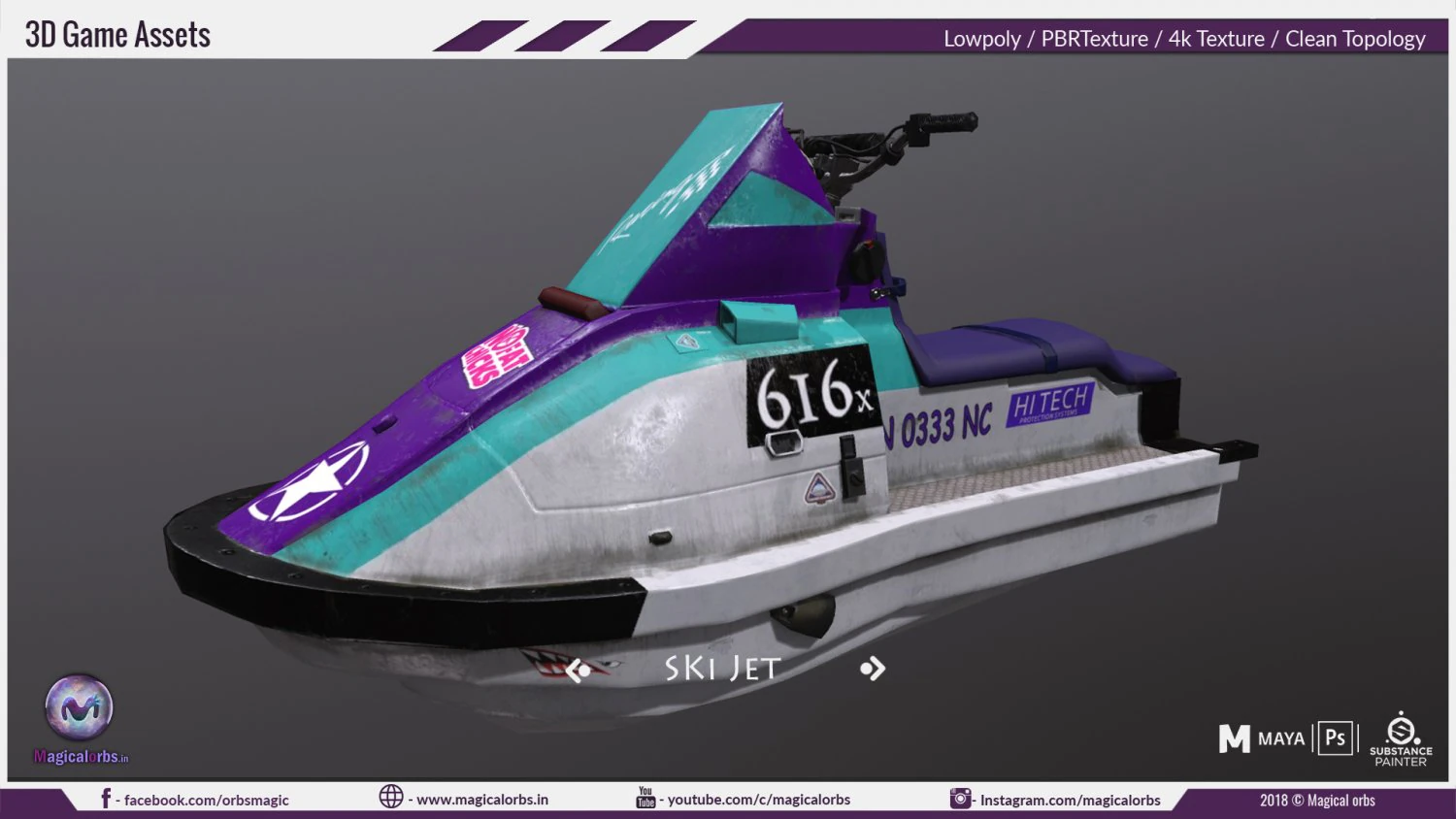 ski jet 3d boat model game ready 3D Model .c4d .max .obj .3ds .fbx .stl .blend 
