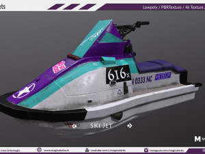 ski jet 3d boat model game ready 3D Модель