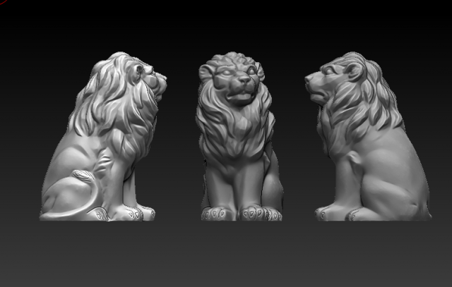 sitted minimal lion statue Model 3D .c4d .max .obj .3ds .fbx .stl .blend 