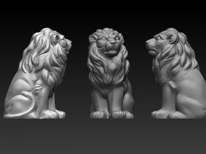 statua di leone minimale seduta Modello 3D