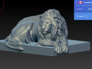 estatua de le&oacute;n dorado sentado Modelo 3D