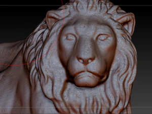 sitted gold lion statue 3D Model