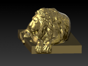 sitted gold lion statue Model 3D