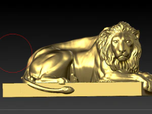 sitted gold lion statue 3D Model