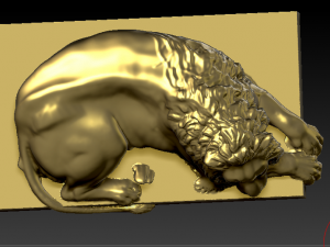 sitted gold lion statue Model 3D