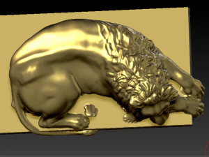 sitted gold lion statue 3D Model