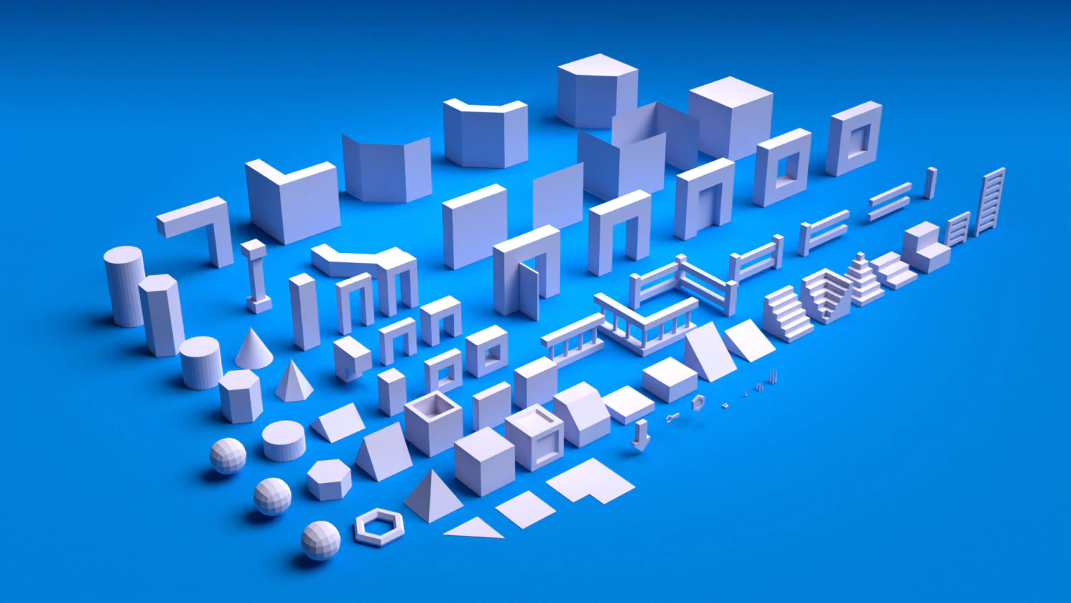 Free 3D Modular Low Poly Assets For Prototyping 3D Model .c4d .max .obj .3ds .fbx .stl .blend
