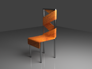The Wrapped Chair merge of Chrome and wood 3D 모델
