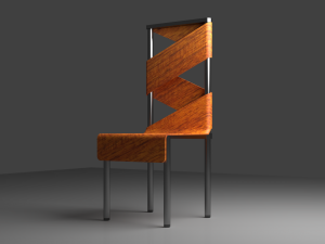 The Wrapped Chair merge of Chrome and wood 3D Model