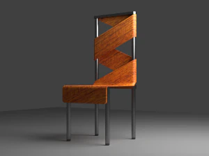 The Wrapped Chair merge of Chrome and wood 3D Model