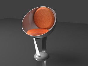 The Hemisphere Chair spherical with fiberglass and chrome 3Dモデル
