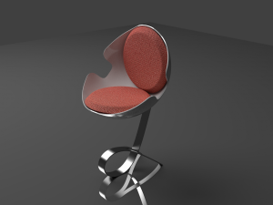 The Moon Chair modern circular with fiberglass and chrome 3D 모델