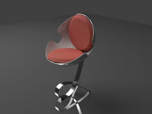 Nowoczesne okrągłe krzesło Moon z włóknem szklanym i chromem Model 3D