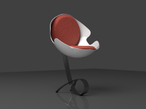 The Moon Chair modern circular with fiberglass and chrome 3Dモデル