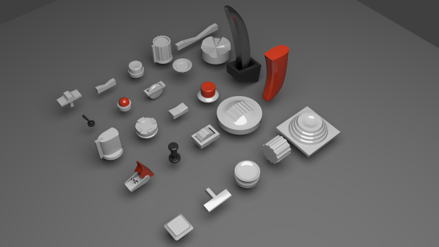 Controls buttons switch trim trigger paddle aircraft 3D Model .c4d .max .obj .3ds .fbx .stl .blend 