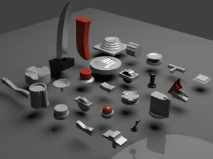 Кнопки управления переключателем триммера куркового весла самолета 3D Модель