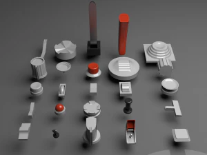 Кнопки управления переключателем триммера куркового весла самолета 3D Модель