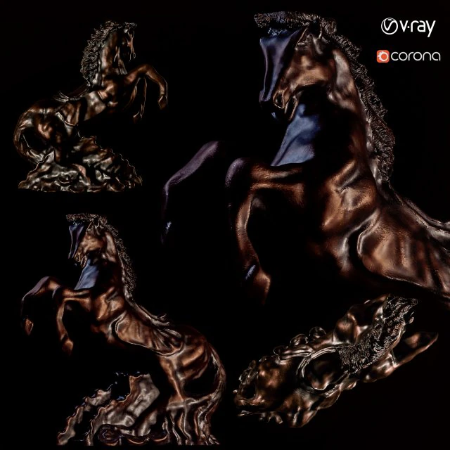 घोड़े की मूर्ति 3D मॉडल .c4d .max .obj .3ds .fbx .stl .blend 