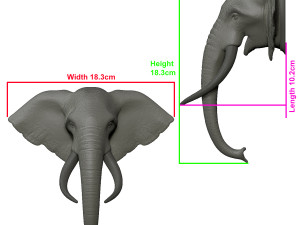 elephant head trophy wall mount 3D प्रिंट मॉडल